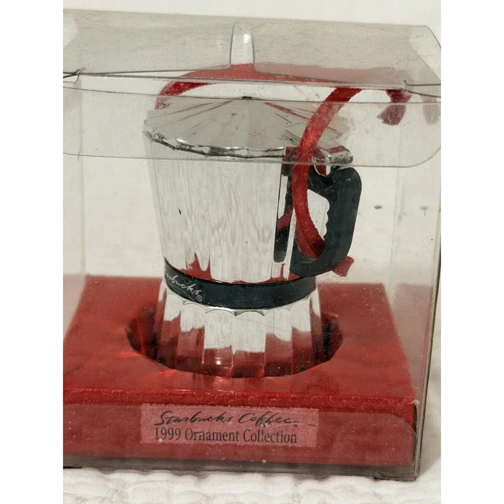Vintage 1999 Starbucks Stovetop Espresso Maker Ornament Holiday Coffee